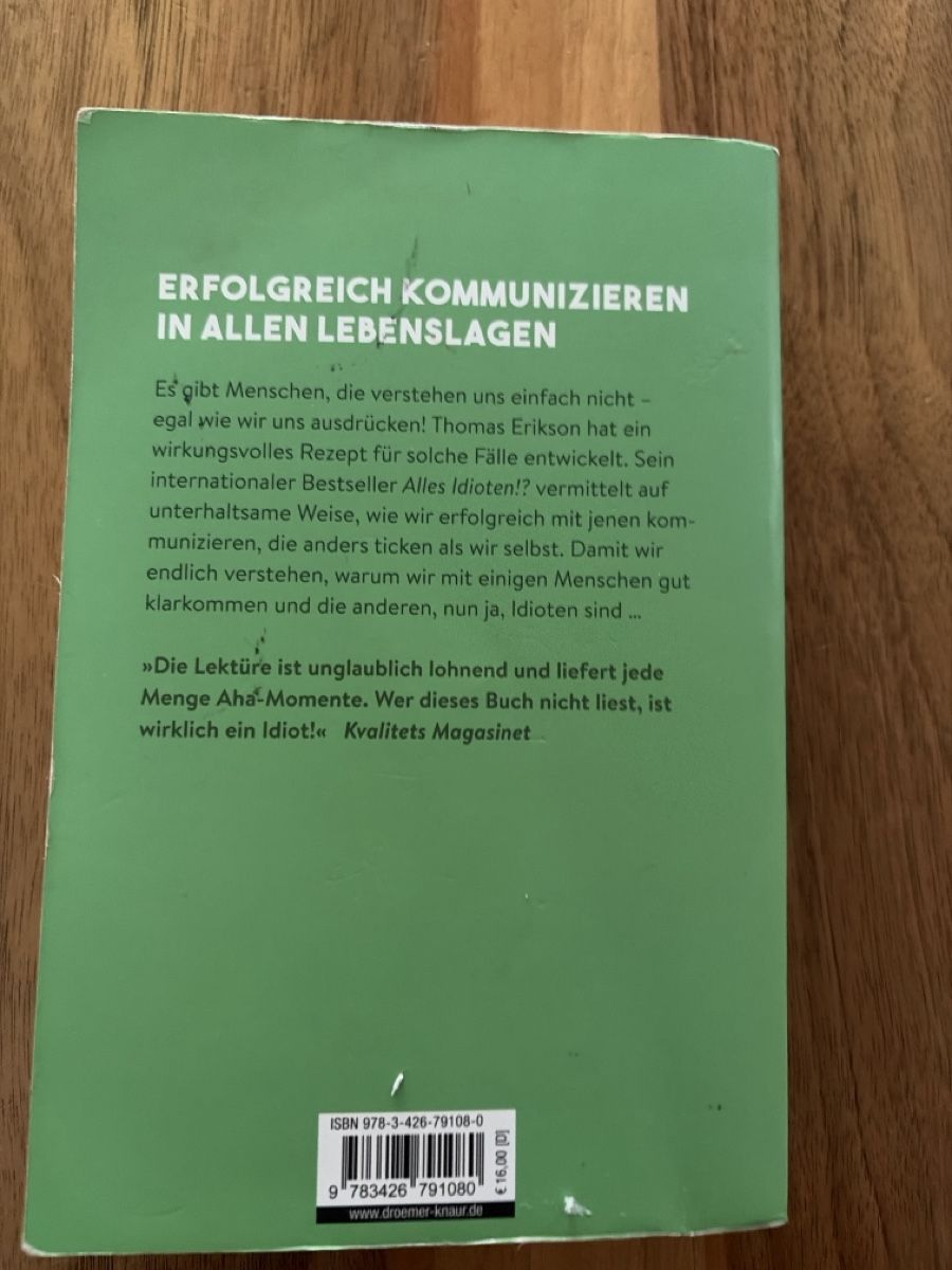 Libri: Buch Alles Idioten Thomas Erikson neuwertig – Usato da Sargans venduto da Pacor 1
