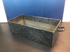 Grosser Emaillierter Blechkasten mit Handgriffen für Deko