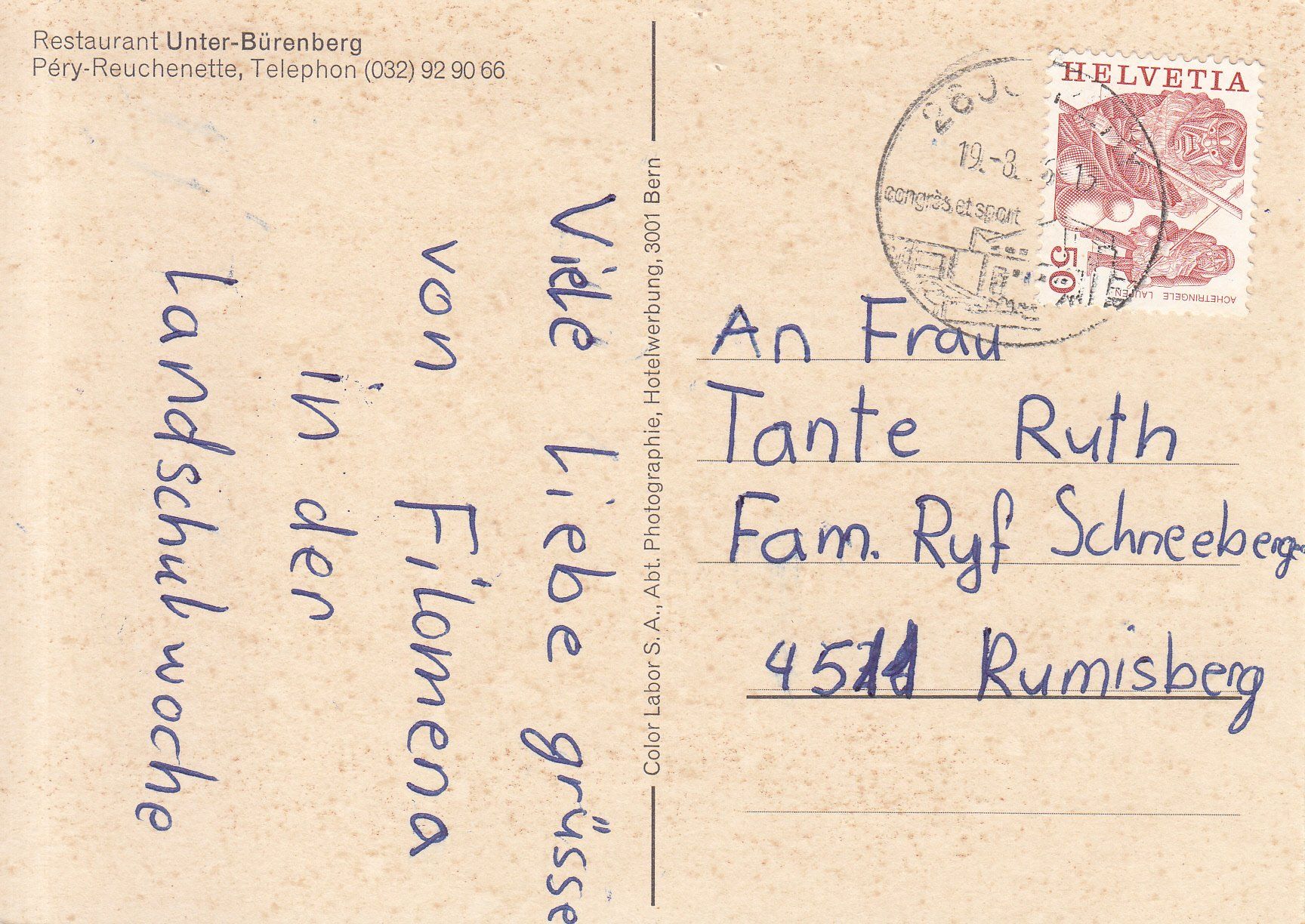 Cartoline postali: Unter-Bürenberg 1986 – Usato da Bürglen TG venduto da StampGraf 1