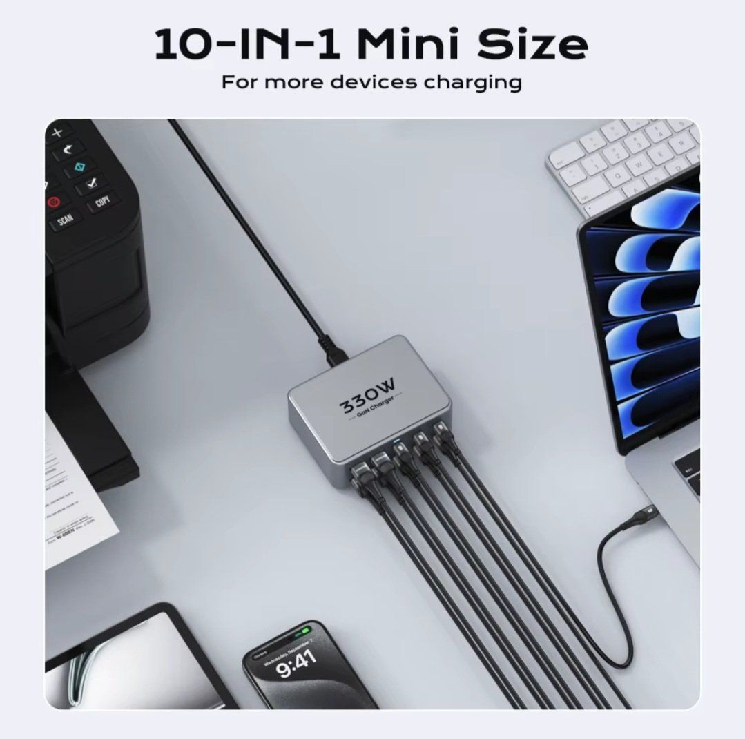 Caricabatterie: Station de charge rapide USB C GaN 330W, 100W PD3.0 PPS – Nuovo e nell'imballaggio originale da Saignelégier venduto da Instant-Key-Pro 4