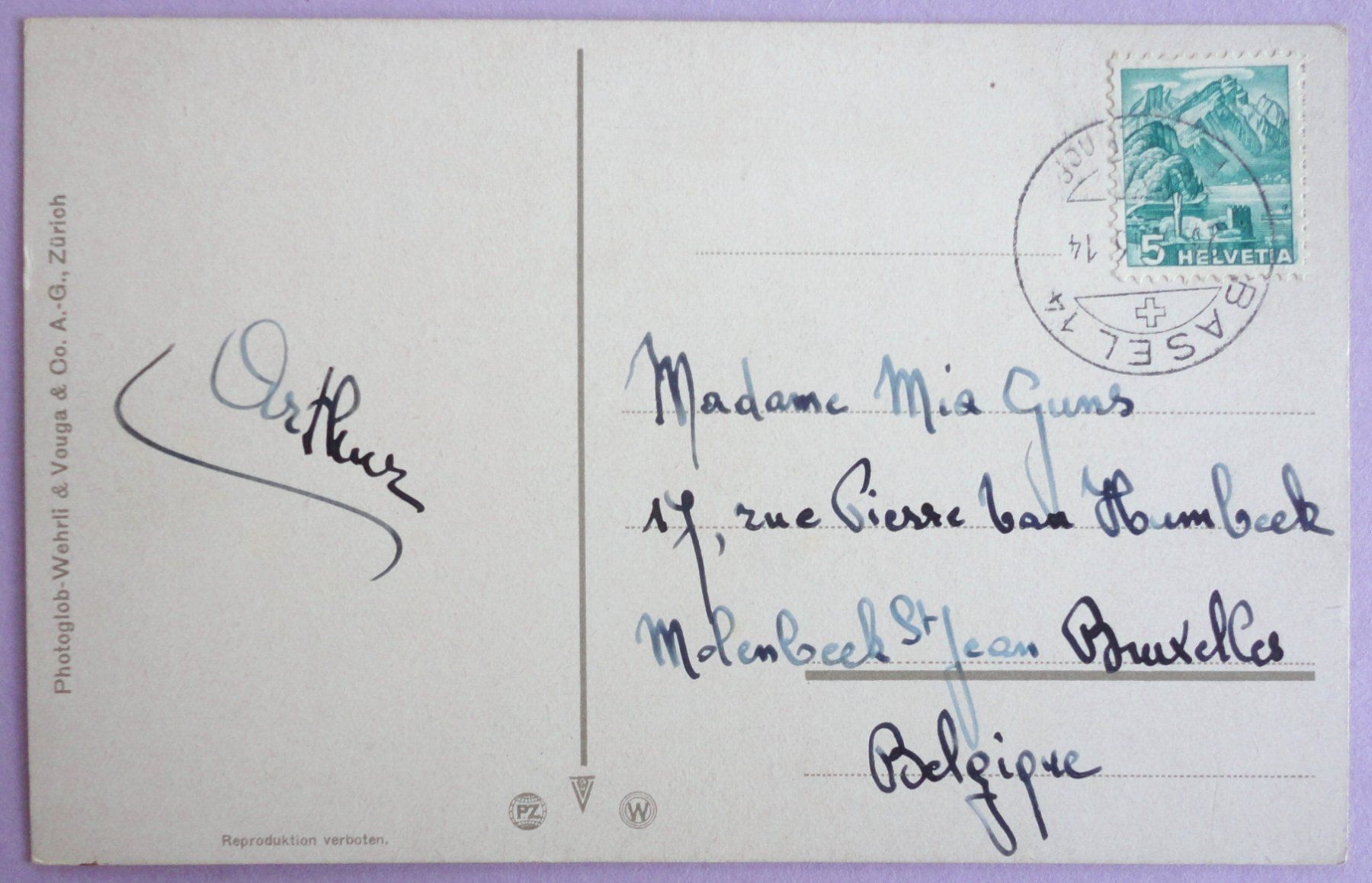 Cartoline postali: Basel – Usato da Fétigny venduto da Billy2miny 1