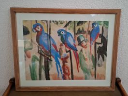 🎨 Splendide Reproduction d'August Macke – « Perroquets Bleu