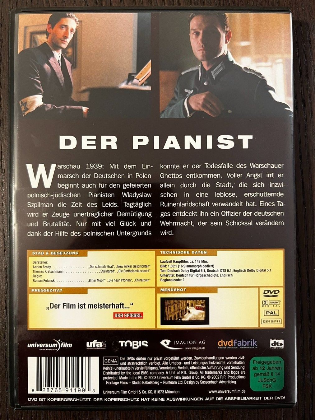 Tutti i DVDs: Der Pianist – Usato da Zürich venduto da FilmFreunde 1