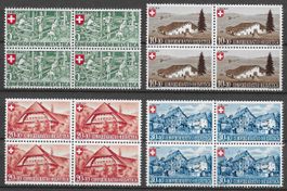1945 : Pro Patria Viererblock Serie Nr.B26-29 **