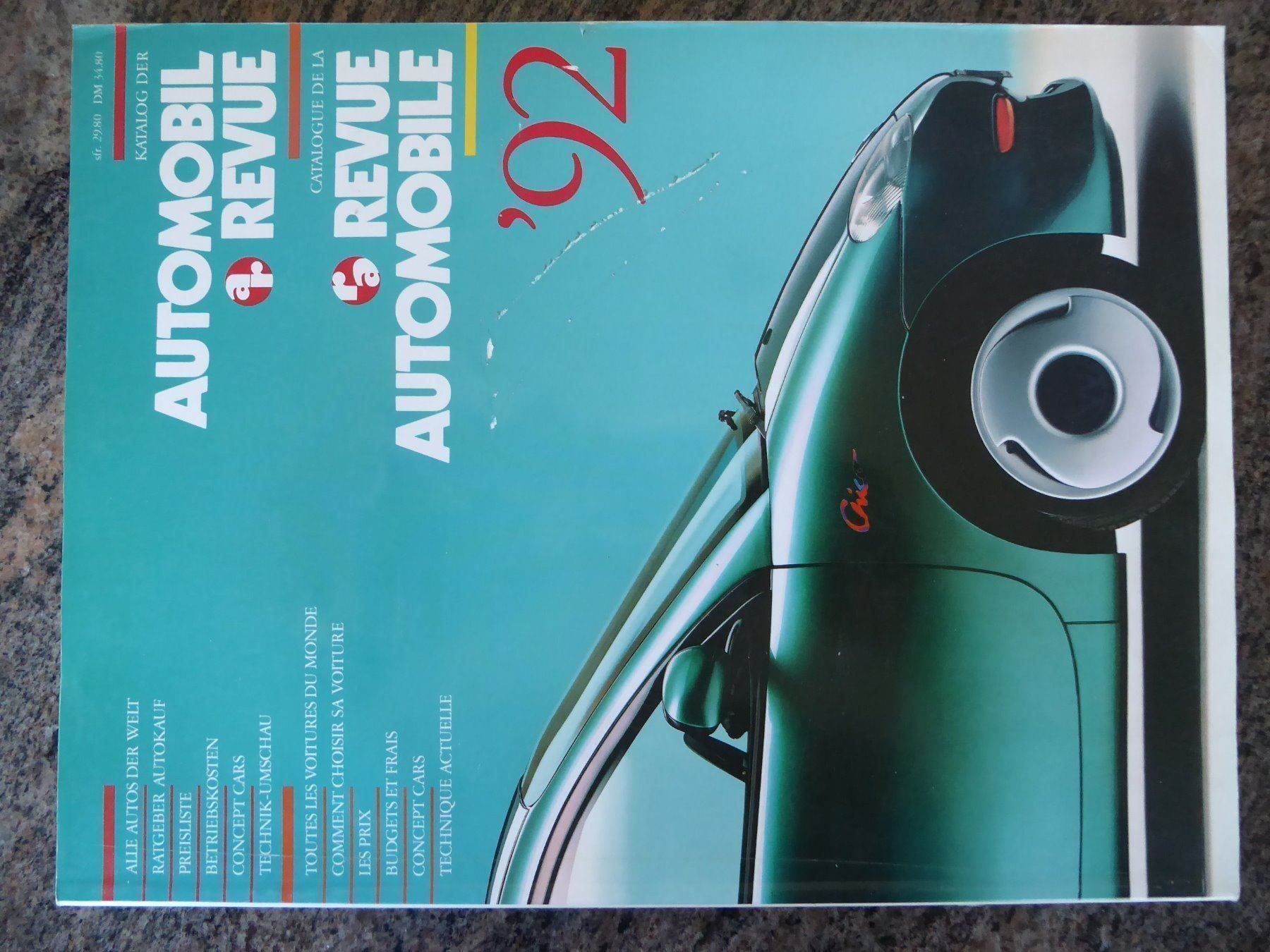 Riviste & Magazine: AUTOMOBIL REVUE KATALOG 1 9 9 2 – Usato da Wilen b. Wil venduto da Rasti2