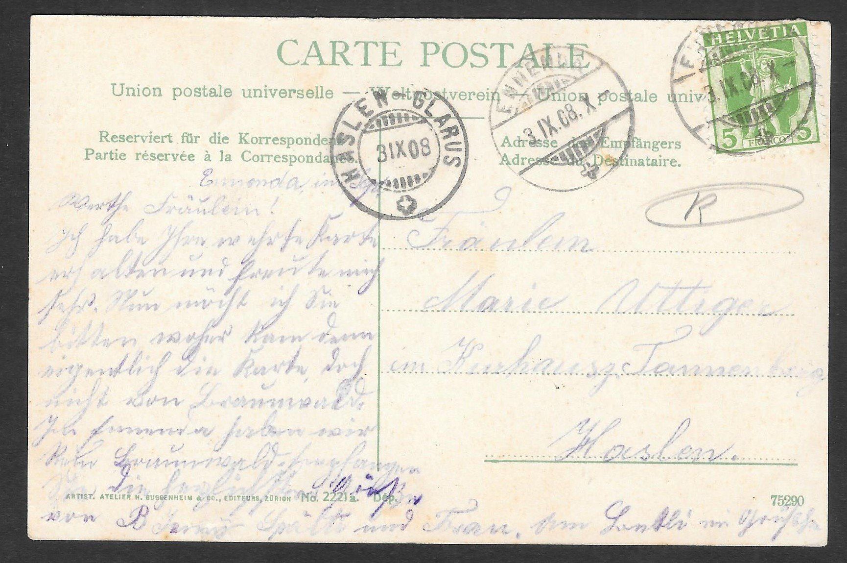 Cartoline postali: Ennenda colorierte Gesamtansicht – Usato da Olten venduto da clotaldi 1