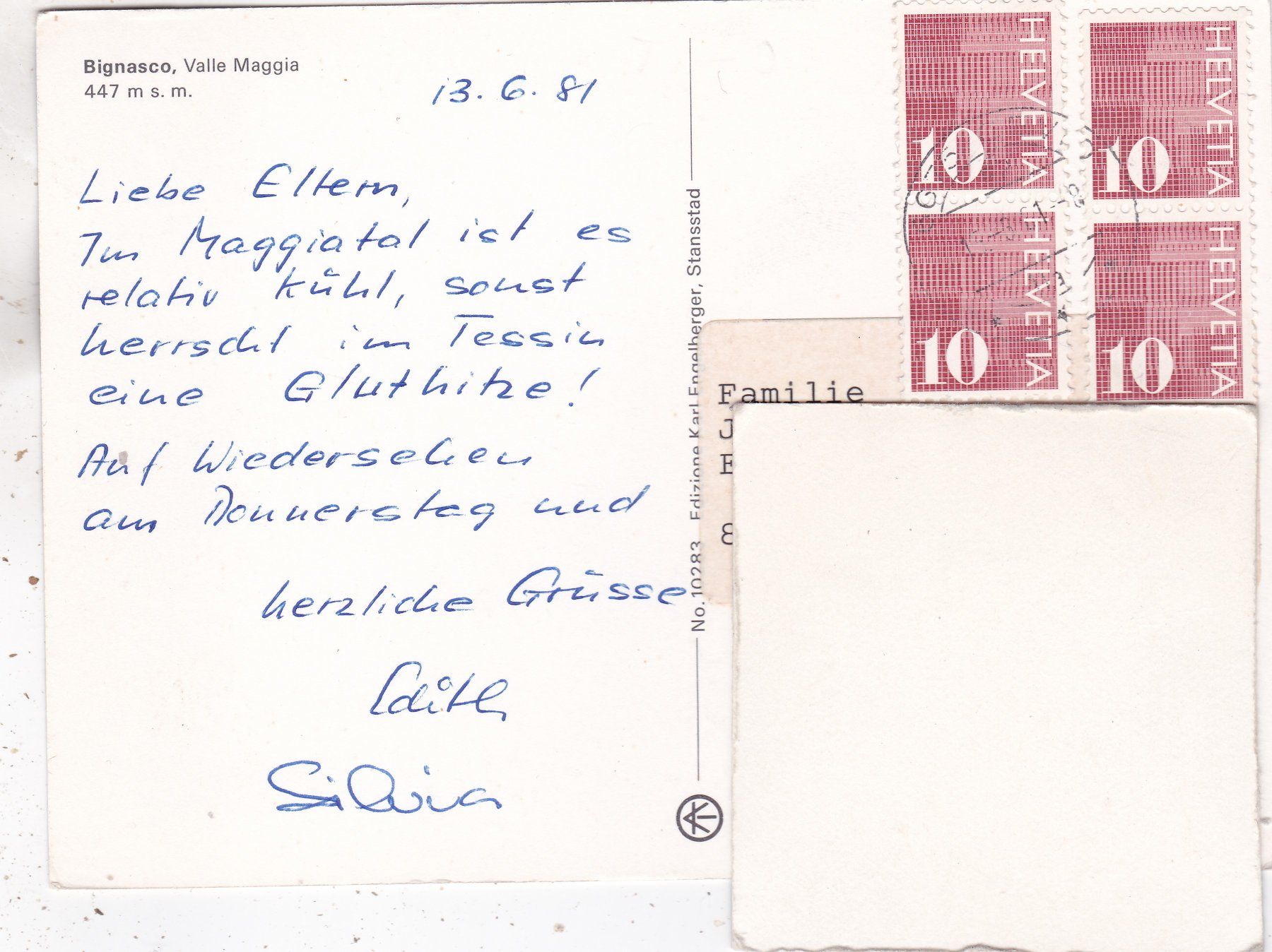 Ansichtskarten: Bignasco 1981 – Gebraucht aus Herisau von Lisegrat2008 1
