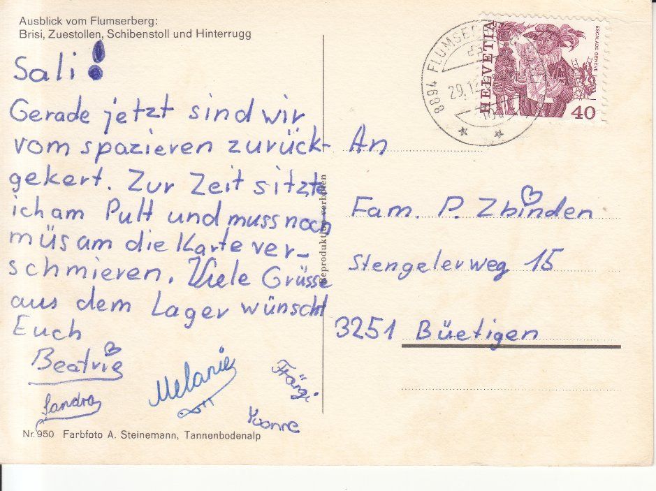 Cartoline postali: Flumserberg Aussicht 1982 – Usato da Bürglen TG venduto da StampGraf 1
