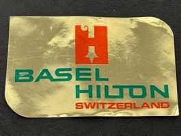 vintage HILTON BASEL Sticker Abziehbild Sticker 1970er/80er