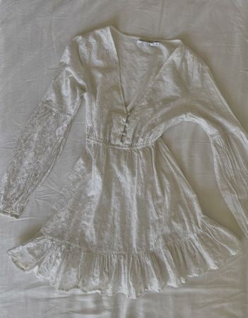 White cotton eyelet anglaise broderie mini dress