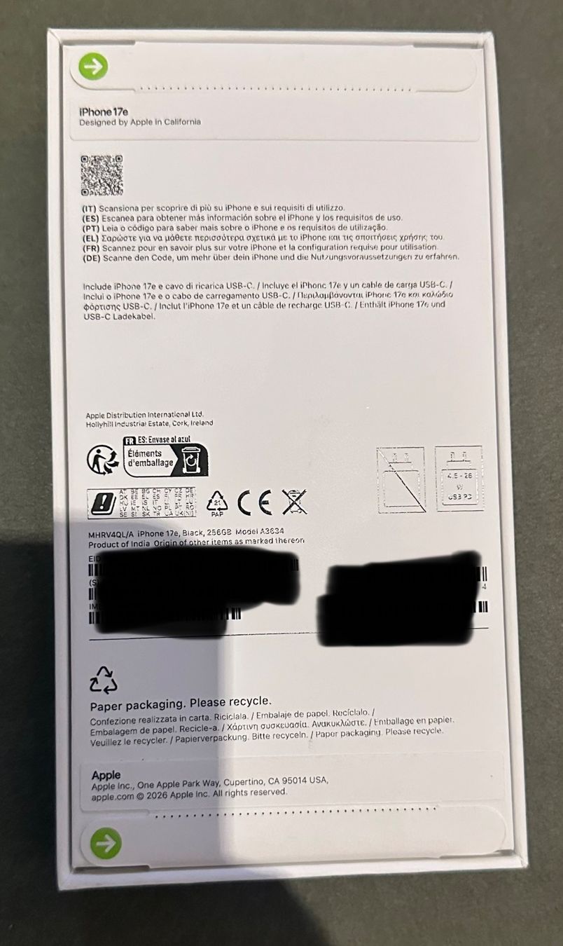 Apple Telefoni cellulari / Smartphones: iPhone 17e Black 256GB – Nuovo e nell'imballaggio originale da Oftringen venduto da ib.85 1