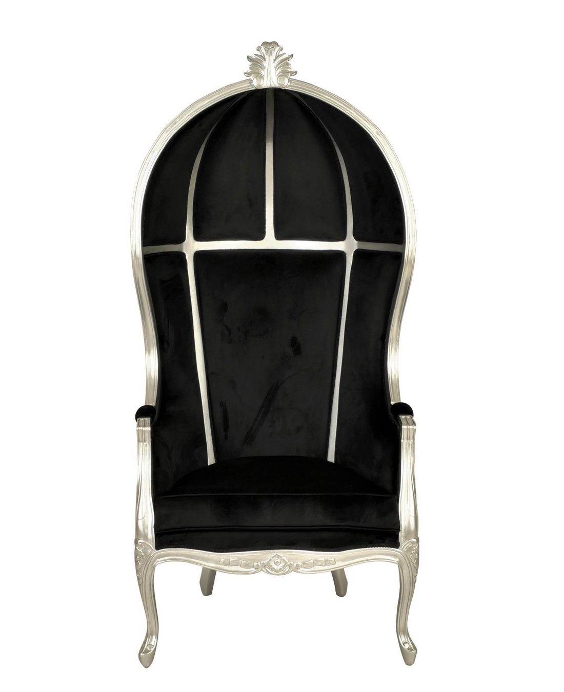 Sessel: Barock Canopy Sessel Silber/schwarz Samt – Gebraucht aus Wallisellen von kingschair