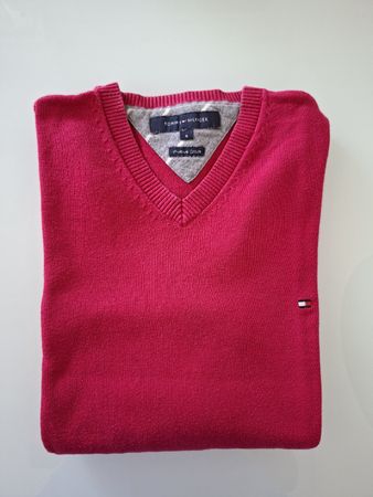 Pull en coton premium Tommy Hilfiger, couleur rose fuchsia,