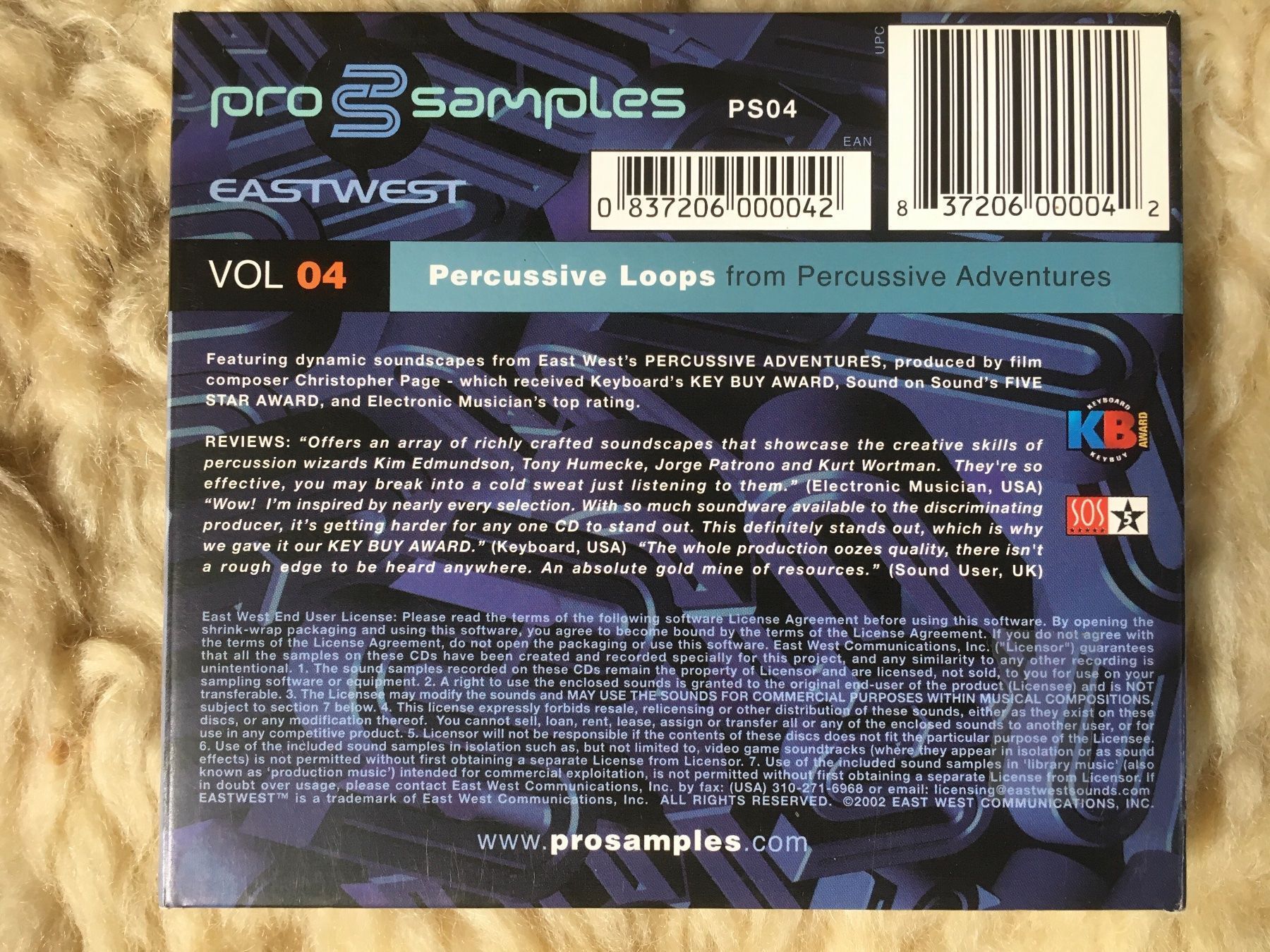 CDs: Sample CD Percussive Loops von Pro samples Eastwest Vol. 04 – Gebraucht aus Wyssachen von  1