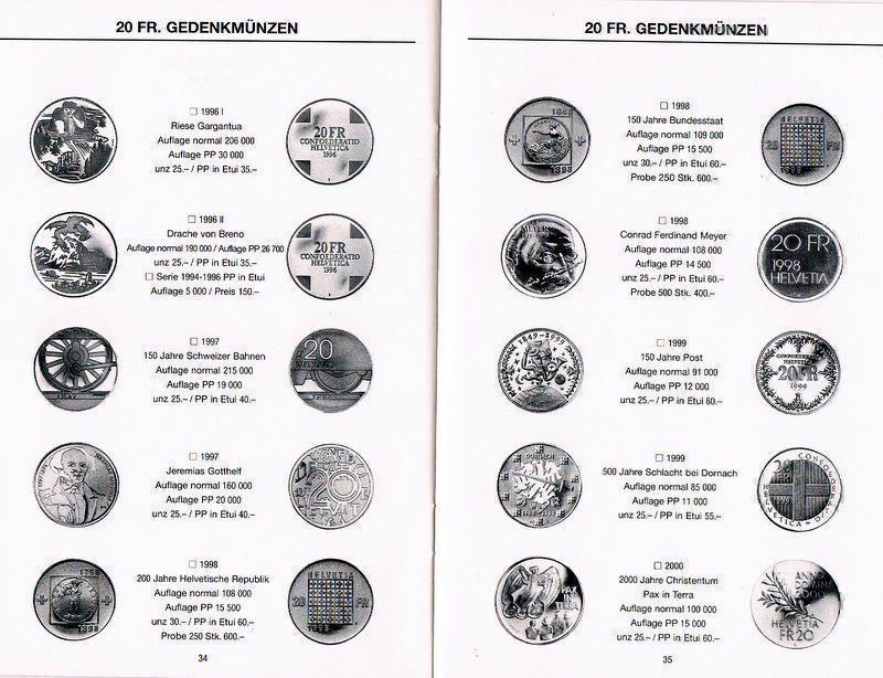 Alle Münzen: Münzenkatalog - CH + Li, bis 2005 – Neu (gemäss Beschreibung) aus Bonstetten von Pinguin75 2