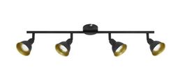 Lampe 4 Spots schwarz-gold, Livique "Diogo Gold/Schwarz"