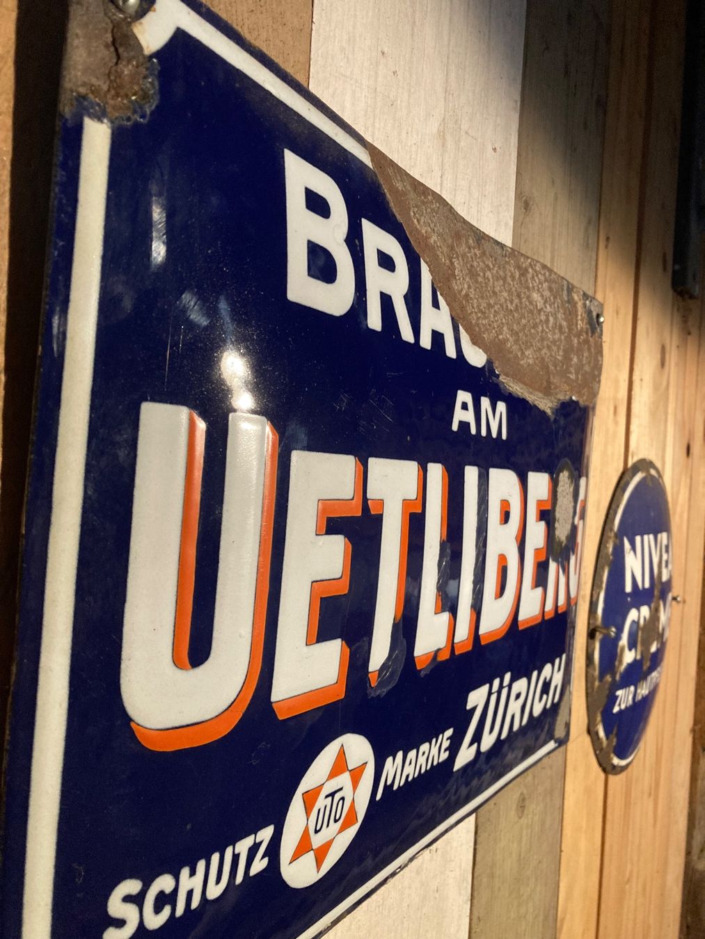 Insegne: Emailschild Brauerei Bier – Usato da Oberbussnang venduto da Schmiede_herzog 2