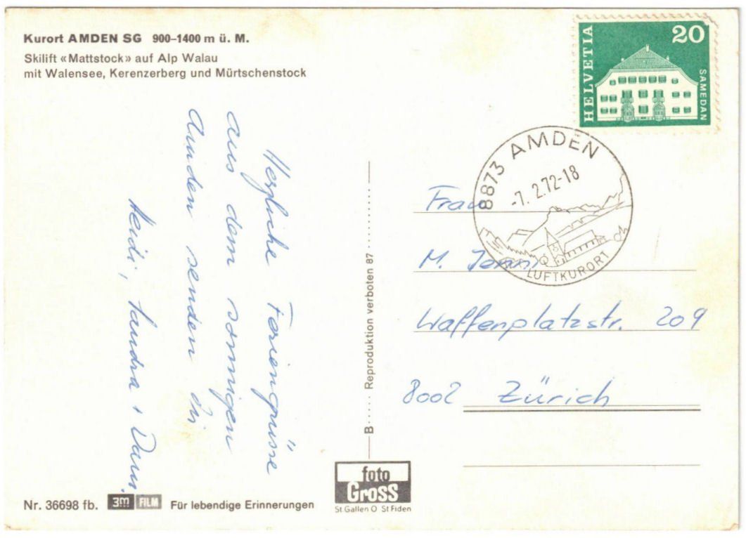 Cartoline postali: Amden - Sessellift Mattstock – Usato da Binningen venduto da Mountainrider 1