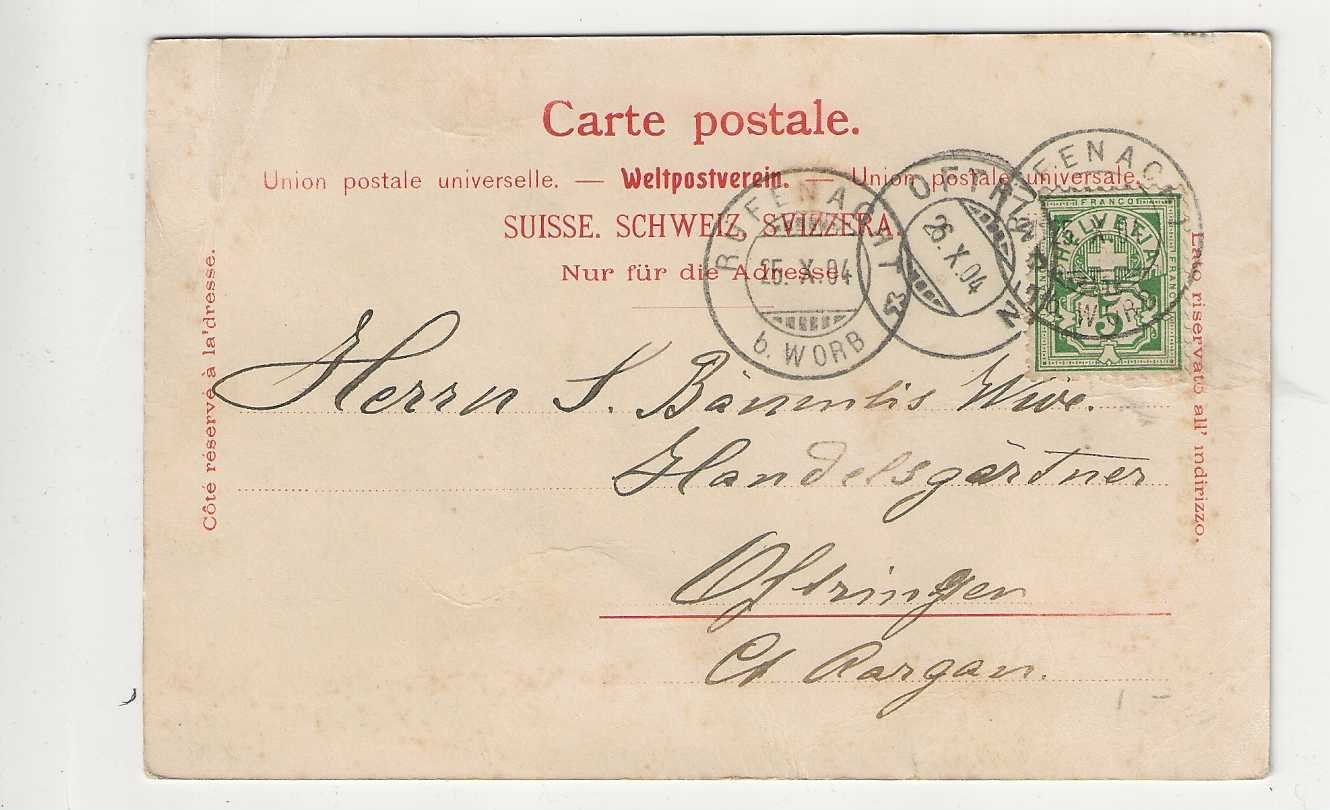 Cartoline postali: Gümligen,  Litho, 1904 – Usato da Spiez venduto da Niesen20 1