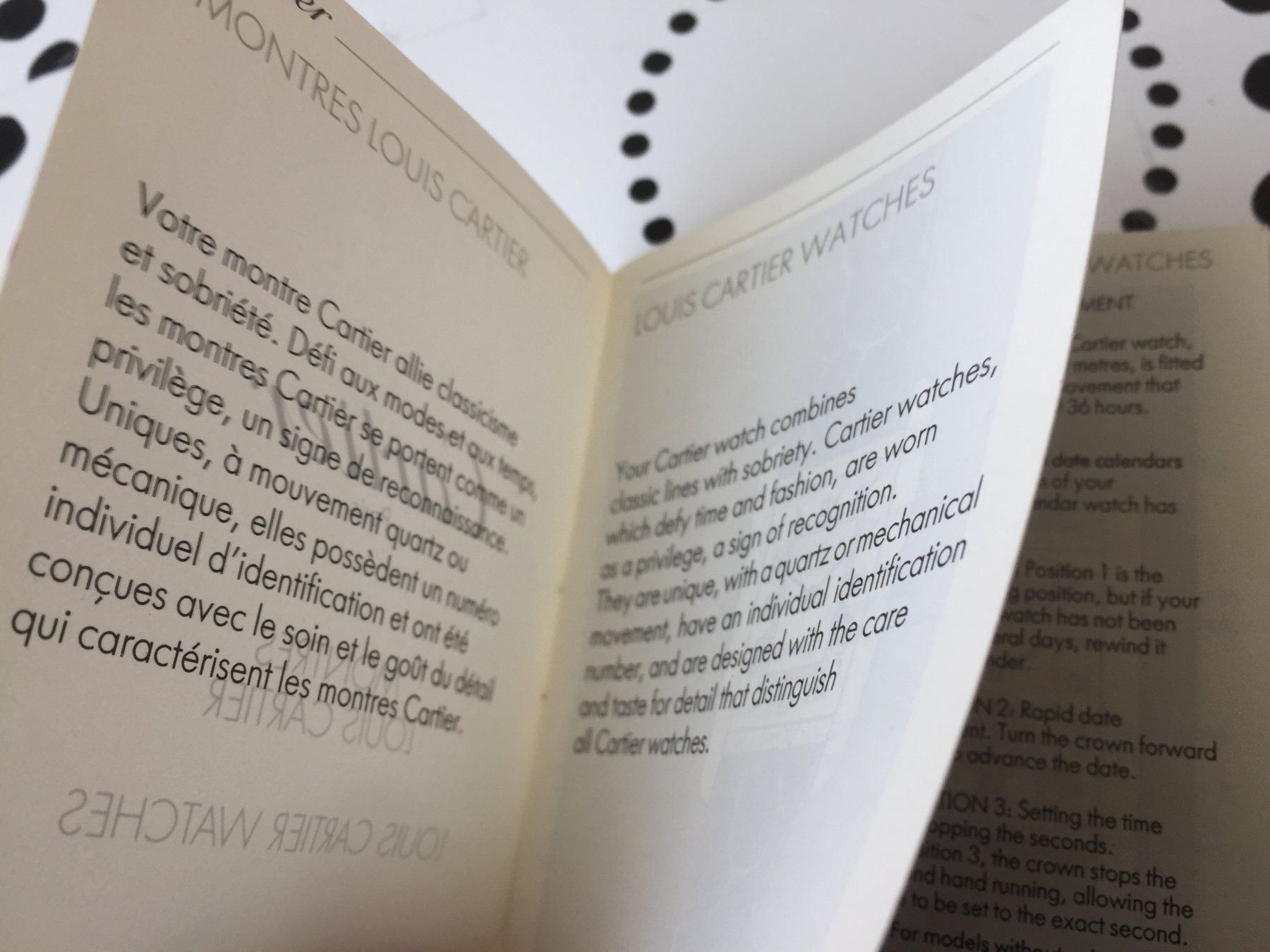 Documenti: CARTIER ORIGINAL - OPERATING INSTRUCTIONS - LOUIS CARTIER ! – Nuovo (secondo la descrizione) da Epalinges venduto da dream-watch 2