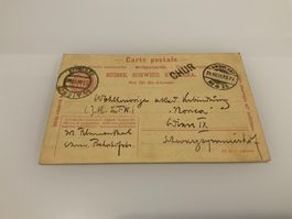 1907 Katnr. PK 035 Chur- Wien 10Rp. Postkarte mit Bahnpost