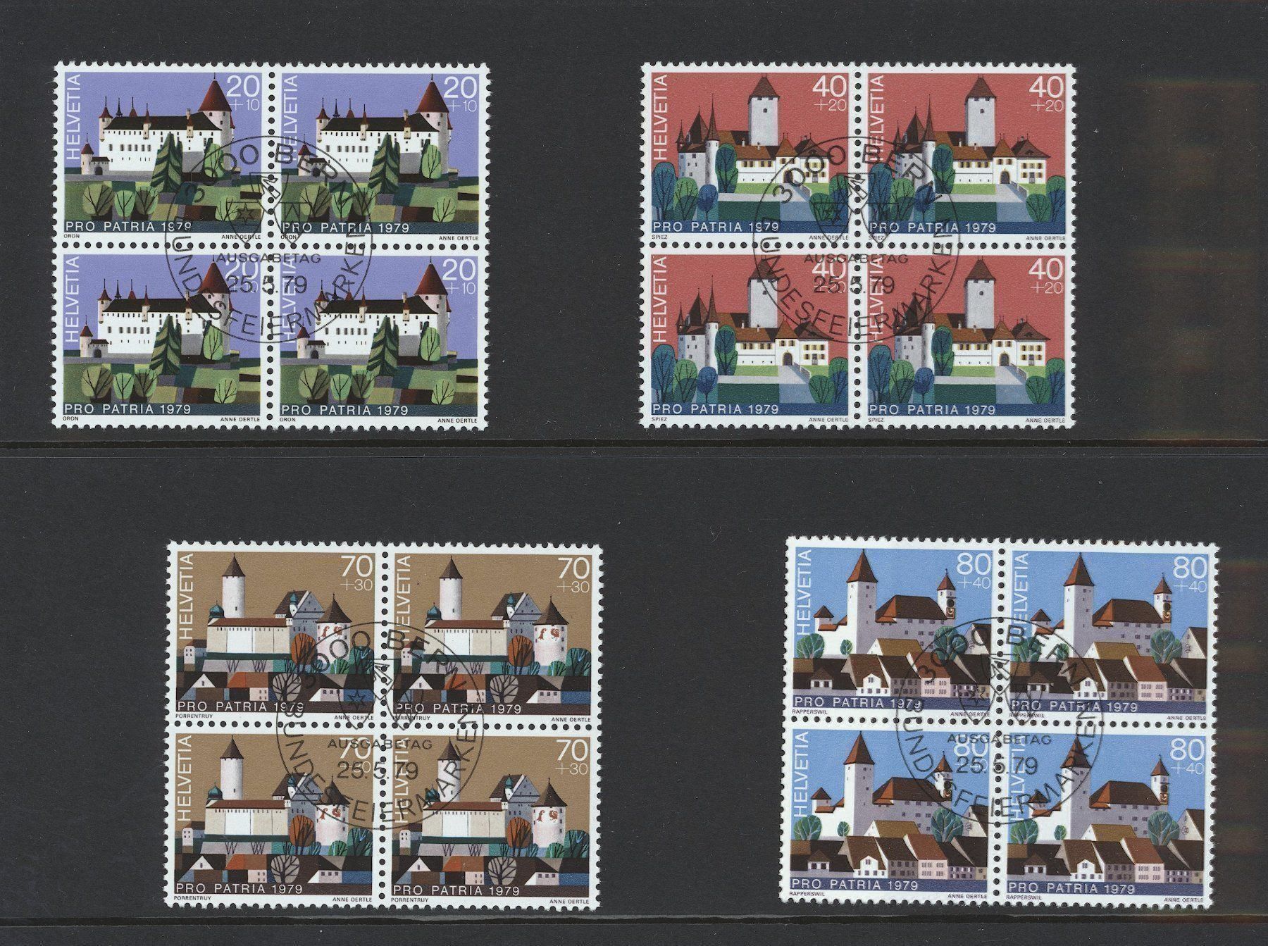 Alle Briefmarken: Pro Patria Viererblöcke 1976-79 gest. ET – Gebraucht aus Nesslau von zueri6 3