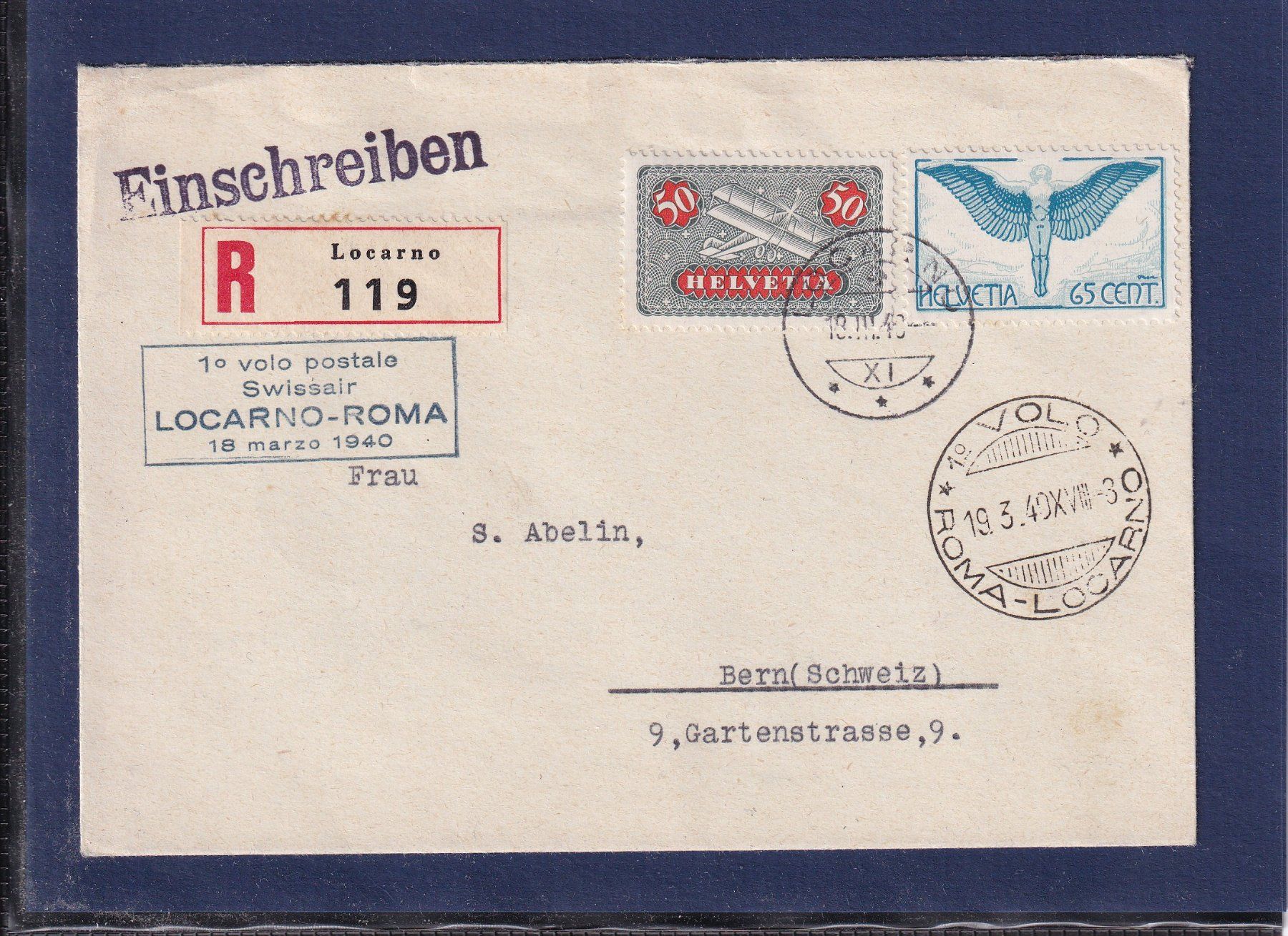 Tous les timbres: 1er Volo Locarno - Roma 1940 / Recommandé – D'occasion à Orvin par Pyaeschli