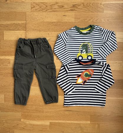 Kinder Kleider Set - 2 Langarmshirts & Cargo Hose, Gr. 86