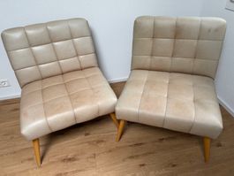 2 Sessel beige Lederoptik