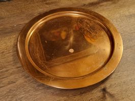 Rundes Kupfertablett Vintage ca. 22 cm