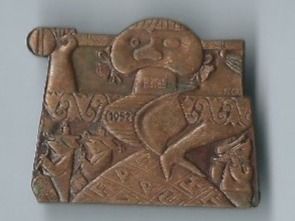 Basler Plaketten & Abzeichen: Fasnachtsplakette Basel, "Blaggedde" 1952 (Bronce) – Gebraucht aus Zürich von t24_de