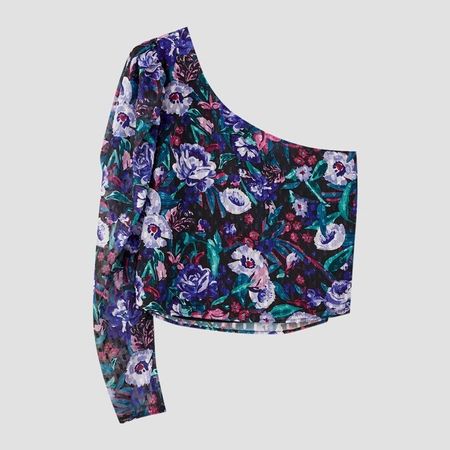 Top asymétrique fleuri Pull&Bear taille L jamais porté