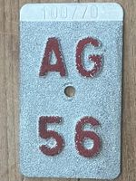 AG 56 - VELONUMMER - FAHRRADSCHILD - PLAQUE DE VELO - AG 56