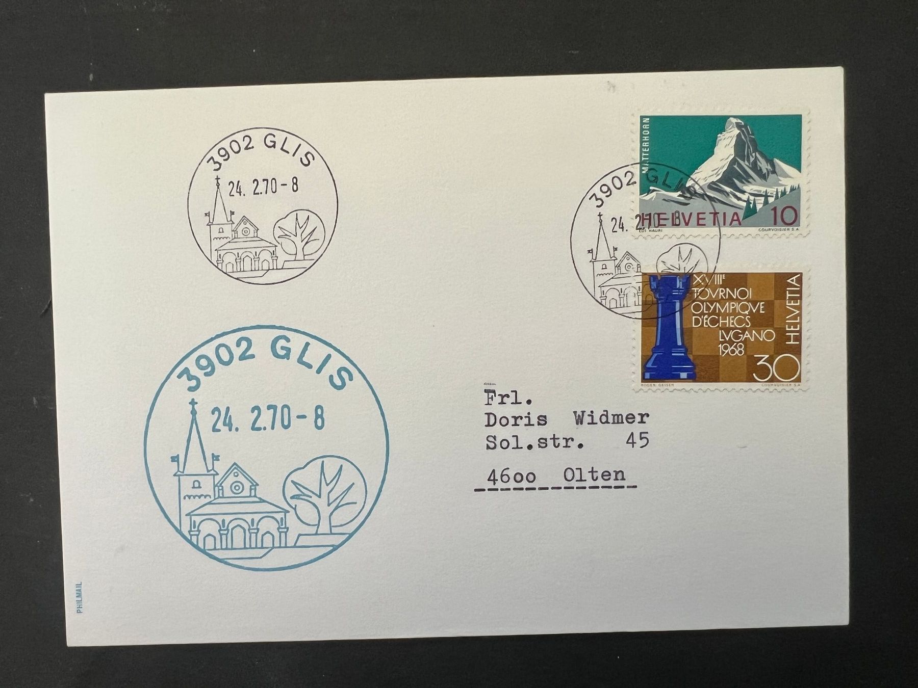 Alle Briefmarken: Glis  Erstagbrief-Werbe-Stempel  (M667) – Gebraucht aus Hinwil von Sidi4
