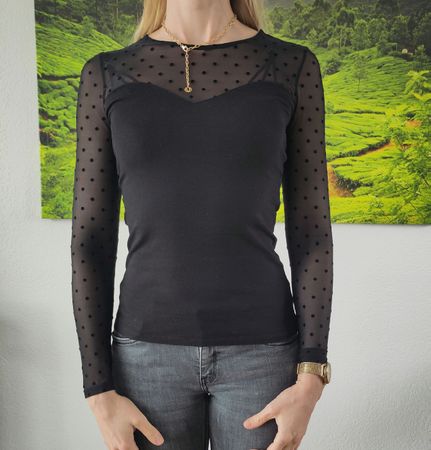 Schönes Oberteil Top schwarz mit Netzeinsatz Grösse S, 36/38