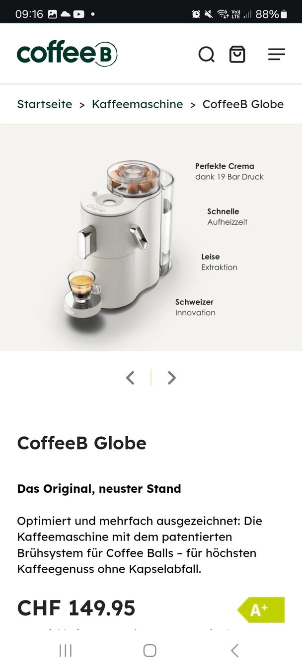 Coffee B Macchine per caffè & Macchine per espresso: coffeeB Globe Kaffeemaschine – Nuovo (secondo la descrizione) da Rütihof venduto da Mariowuhu 6