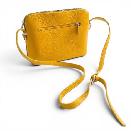 Petit sac bandoulière / Sacoche en cuir véritable – Jaune