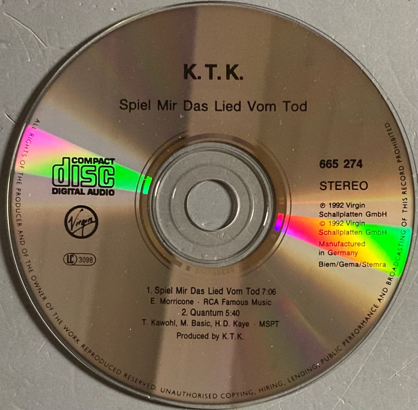 CDs: K.T.K. - SPIEL MIR DAS LIED VOM TOD – Gebraucht aus Poliez-Pittet von Newtown-Records 1