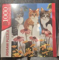 1000er Puzzle mit Katzenbabys und Blumen. Neu