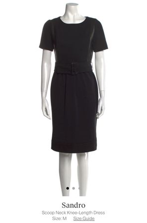 Sandro black scoop neck knee length dress with belt