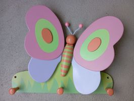 KINDERZIMMER Holz Garderobe "Schmetterling" *NEU