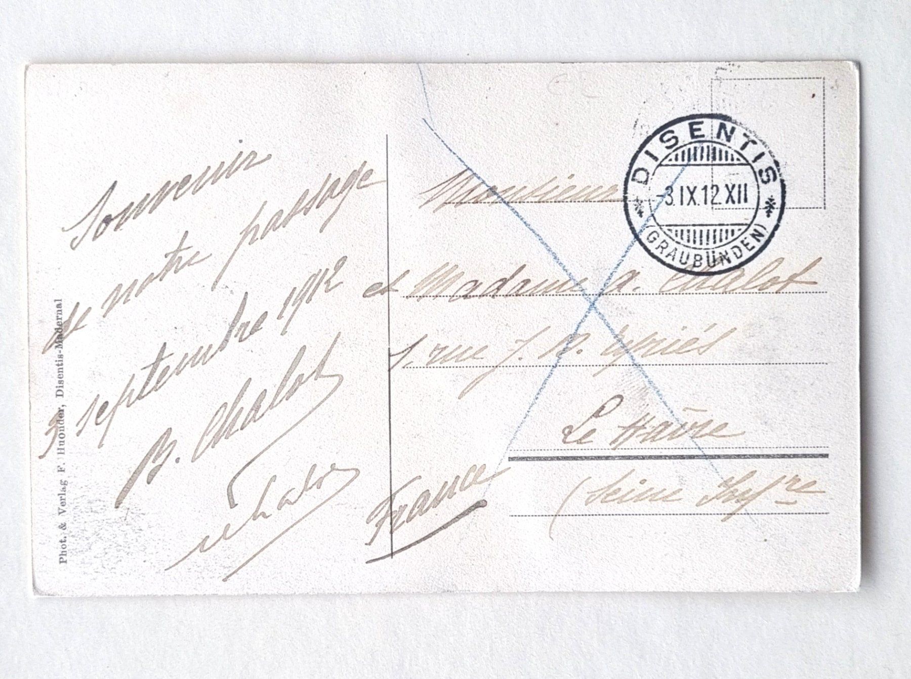 Ansichtskarten: Disentis - Muster gegen Westen - 1912 – Gebraucht aus Rothrist von RROENK 1
