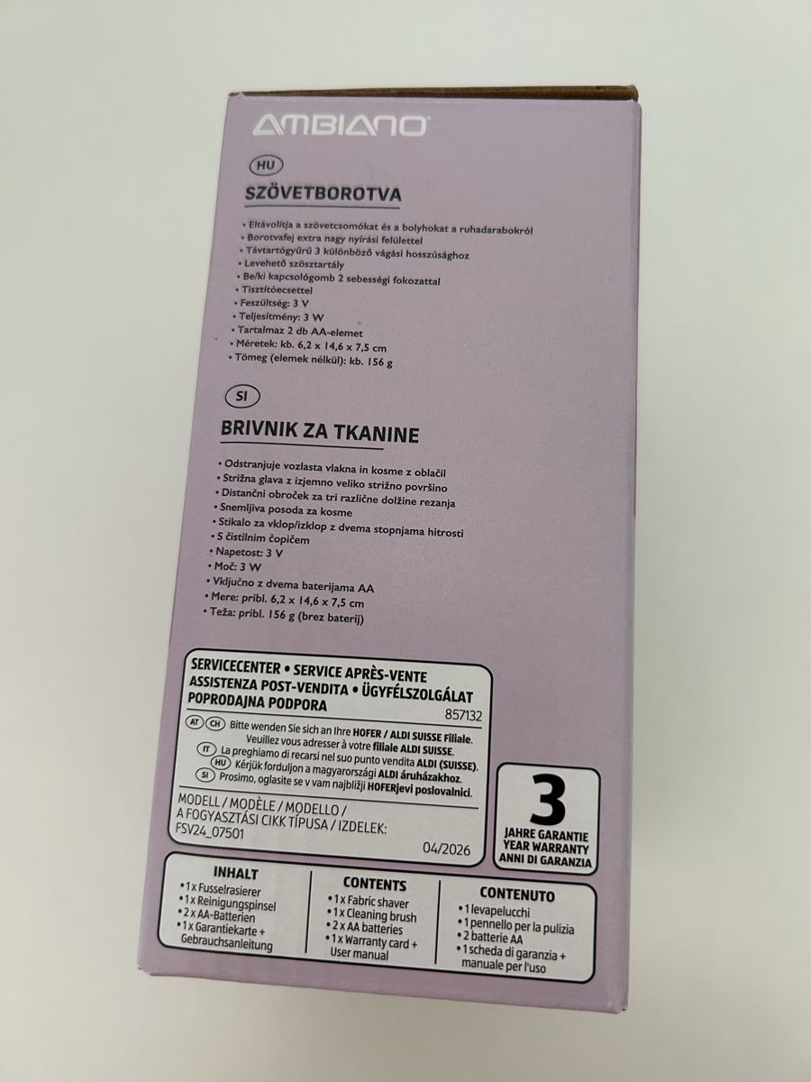 Tutte le macchine: AMBIANO Fusselrasierer NEU – Nuovo e nell'imballaggio originale da Uster venduto da mrssunshine24 1