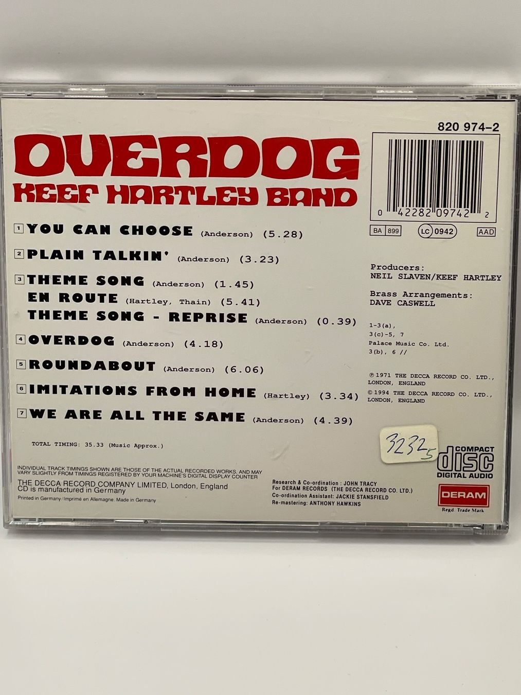 CD: Keef Hartley Band - Overdog – Usato da Rüti ZH venduto da alumedien 1