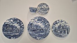 Myott Royal Mail Plate Set Blue White England