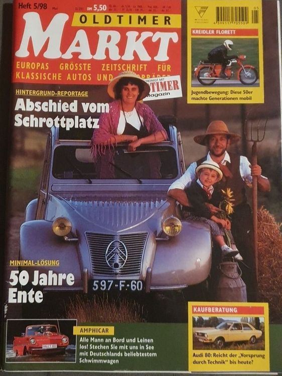 Oldtimer Markt 5/98 Citroen 2 CV Amphicar Audi 80 xx (Gebraucht) in ...