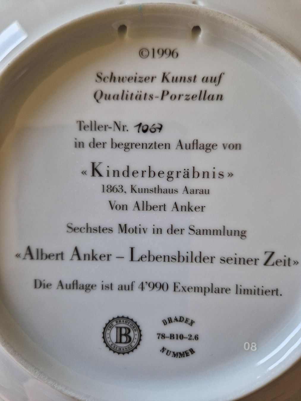 Piatti: Albert Anker, Kinderbegräbnis – Usato da Münchenbuchsee venduto da Aare22 2
