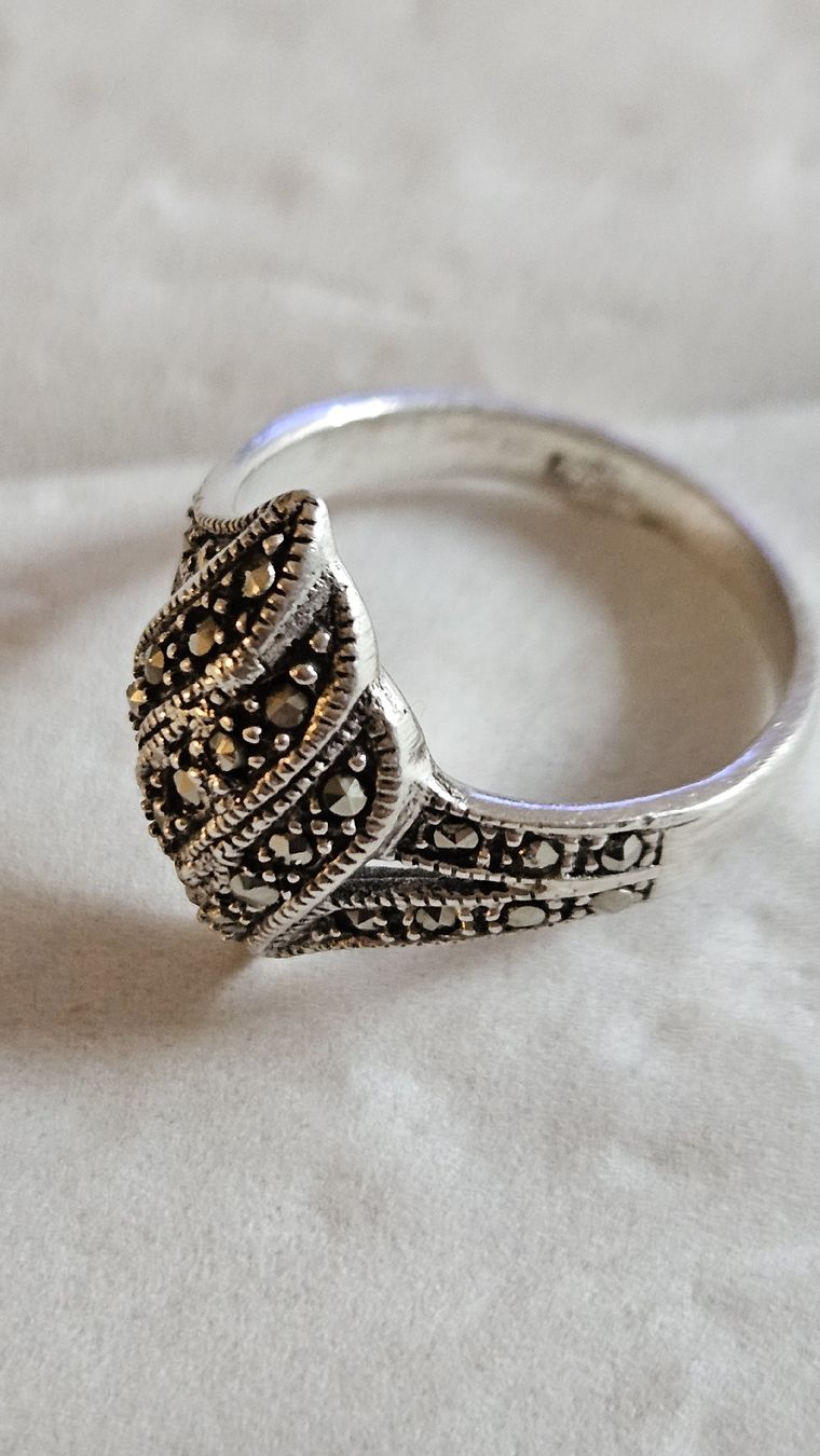 Anelli: belle bague ancienne argent et marcassites gr59 – Usato da Lausanne venduto da Angelite 1