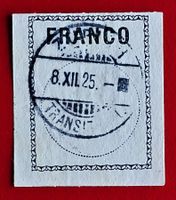 FRANKOZETTEL 1C VOLLSTEMPEL ZÜRICH TRANSIT OHNE STUNDEN 1925