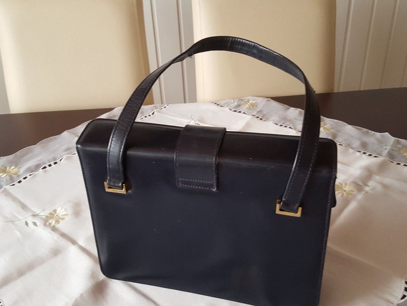 Borse da donna: Vintage Ledertasche/ Handtasche  dunkelblau – Usato da Arlesheim venduto da shopradl 4